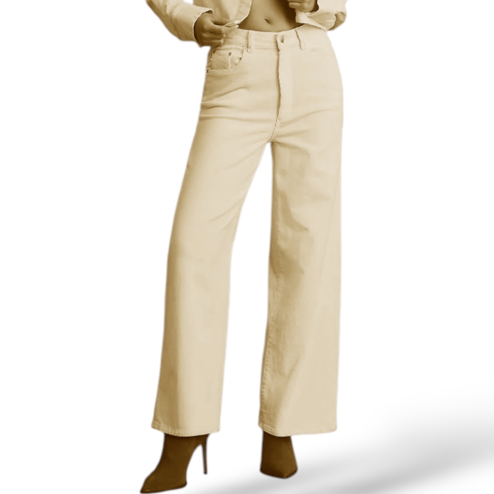DL 1961 Hepburn Manilla Cream Corduroy High-Rise Wide Leg Jeans Size 27
